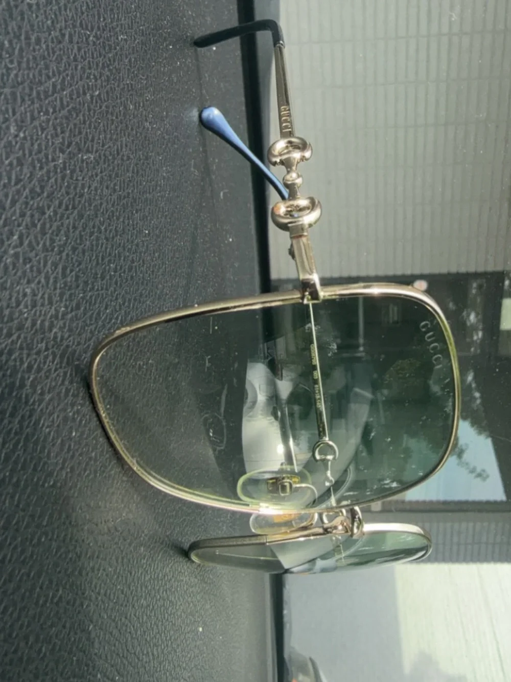 Gucci Gold Frame Sunglasses with Green Lenses - Picture 3 of 4